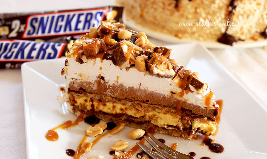 snikers torta recept