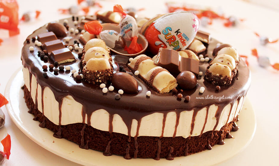 Image for: Brownie torta s bijelom čokoladom + KINDER dekoracija