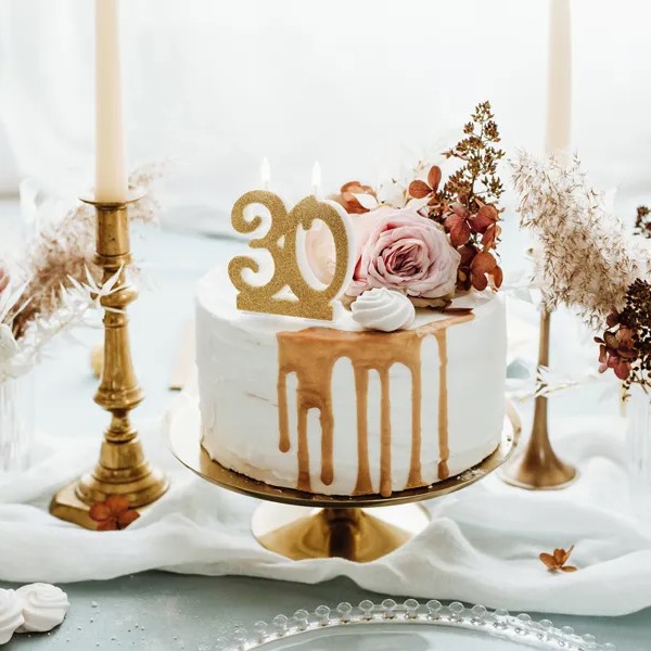 Rođendanska svjećica, 30. rođendan, zlatna - Slika 2