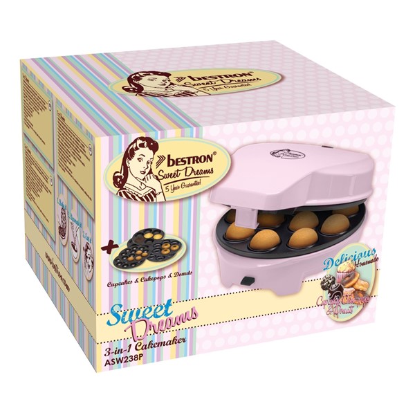 3u1 Pekač za muffine, Cake pops i Donut krafne 700W, roza | Bestron - Slika 11