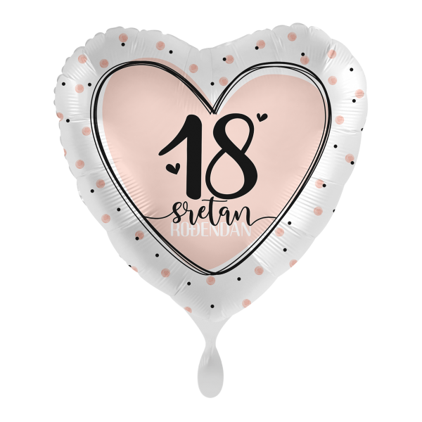 Folijski balon srce, Sretan 18. rođendan, 43 cm