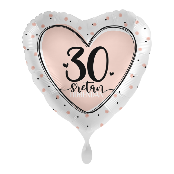 Folijski balon srce, Sretan 30. rođendan, 43 cm