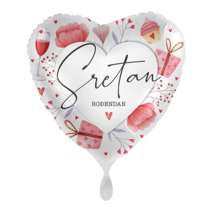 Folijski balon Sretan rođendan, srce, 43 cm