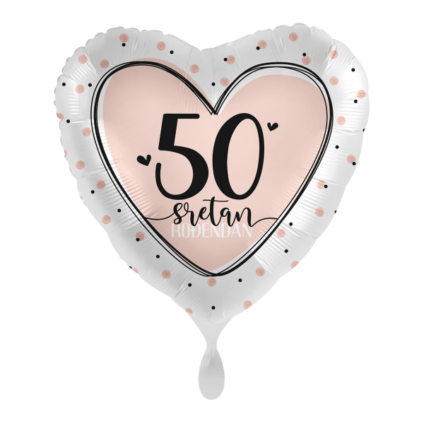 Folijski balon srce, Sretan 50. rođendan, 43 cm
