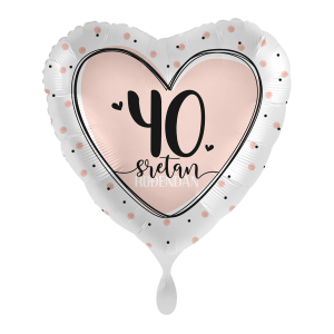 Folijski balon srce, Sretan 40. rođendan, 43 cm