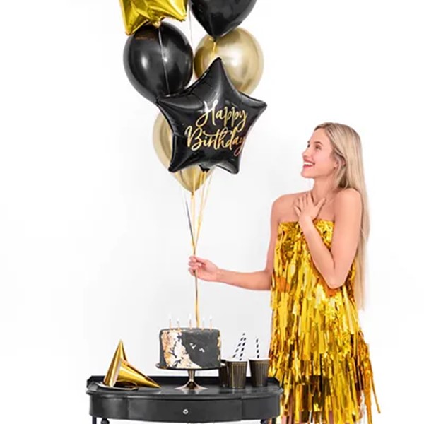 Folijski balon Happy Birthday, 40 cm, crni - Slika 2