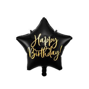 Folijski balon Happy Birthday, 40 cm, crni