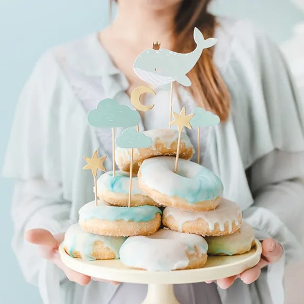 Mini topperi za torte i kolače, motiv kita, 7 kom - Slika 2