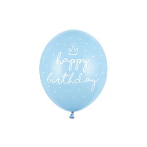 Balon 30 cm, Happy Birthday, plavi, 50 kom