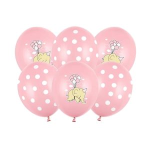 Pastelni balon 30 cm, roza slonić, 50 kom