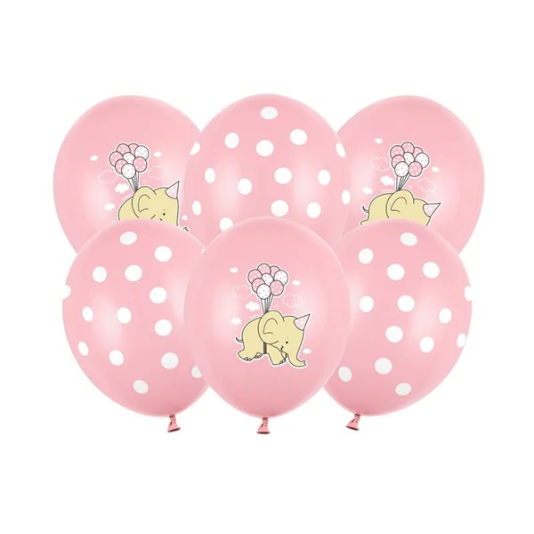 Pastelni balon 30 cm, roza slonić, 6 kom