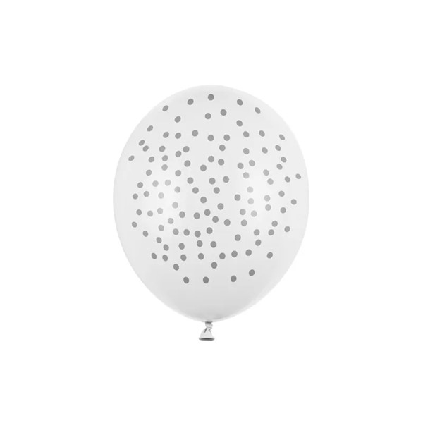 Balon bijeli s točkicama, 6 kom