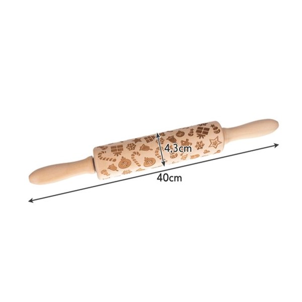 Drveni valjak s božićnim otiskom, 40 cm - Slika 3