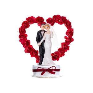 Figura za tortu,mladenci, crveno srce, 16 cm