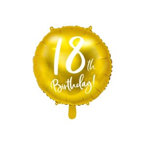 Folijski balon 45 cm, 18. rođendan, zlatni