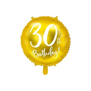 Folijski balon 45 cm, 30. rođendan, zlatni