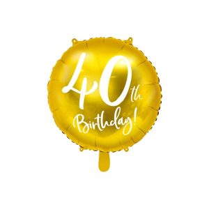 Folijski balon 45 cm, 40. rođendan, zlatni