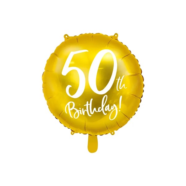 Folijski balon 45 cm, 50. rođendan, zlatni