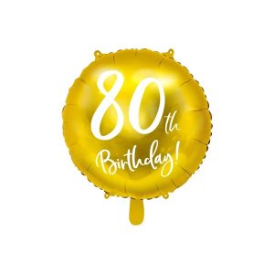 Folijski balon 45 cm, 80. rođendan, zlatni