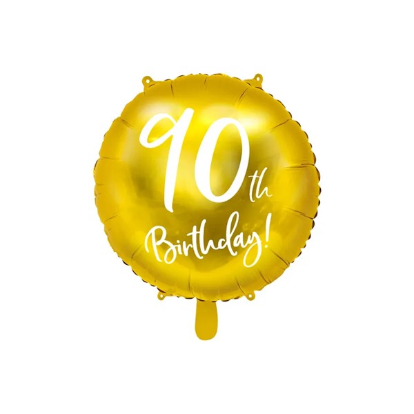 Folijski balon 45 cm, 90. rođendan, zlatni