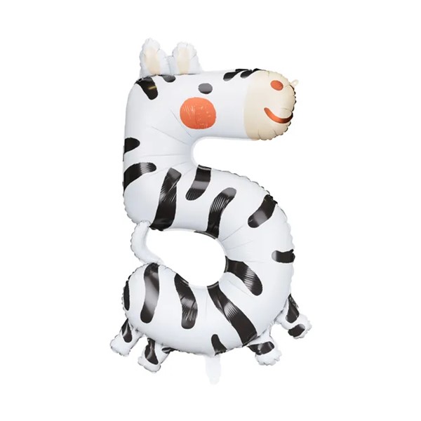 Folijski balon broj 5, zebra, 90 cm