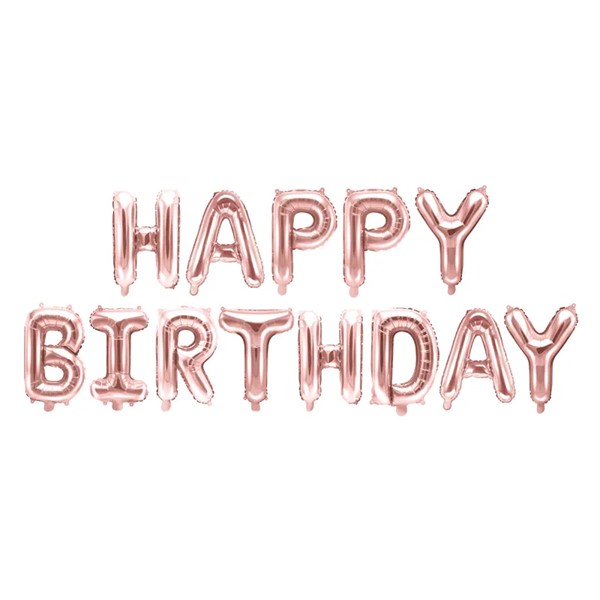 Folijski balon girlanda Happy Birthday, rose gold, 340 cm