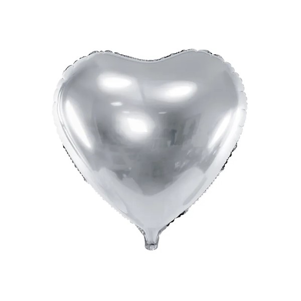 Folijski balon srce, srebrno, 61 cm