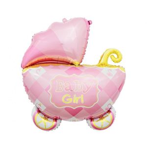 Folijski balon Baby kolica roza, 60 cm