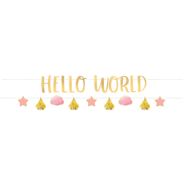 Girlanda Hello World roza, 176 cm