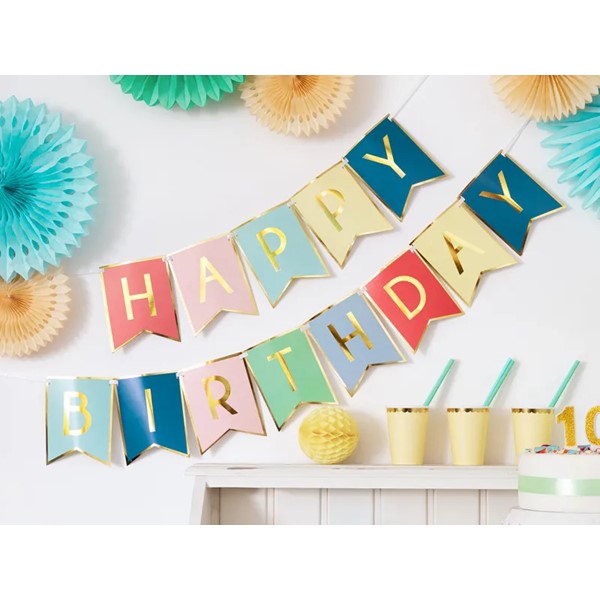 Girlanda HAPPY BIRTHDAY, raznobojna, 175 cm - Slika 3