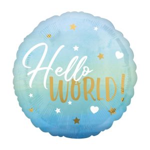 Folijski balon Hello World plavi, 43 cm