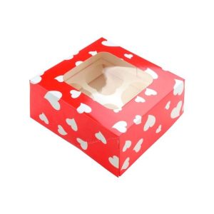 Cupcake kartonska kutija, motiv srca, 2 kom