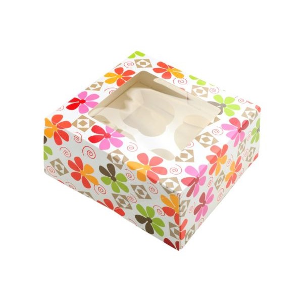 Cupcake kartonska kutija, motiv cvijeća, 2 kom