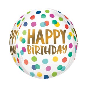 Orbz balon 40 cm, Happy Birthday