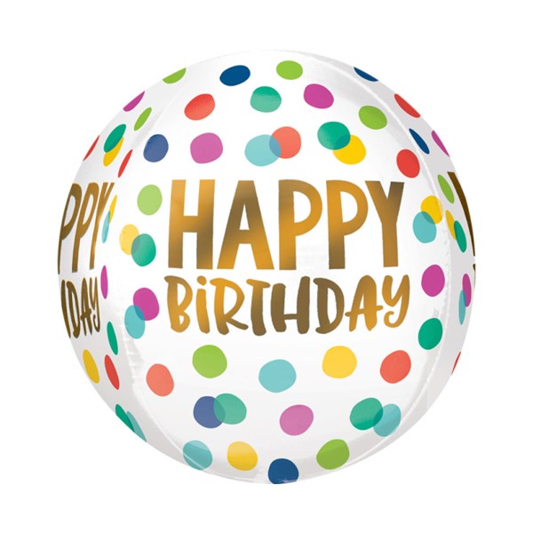 Orbz balon 40 cm, Happy Birthday