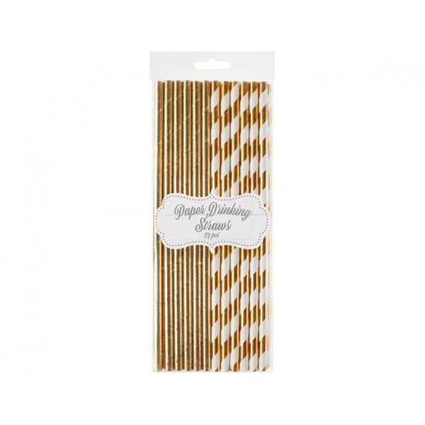 Papirnate slamke s crticama, rose gold i rose gold/bijele - Slika 2