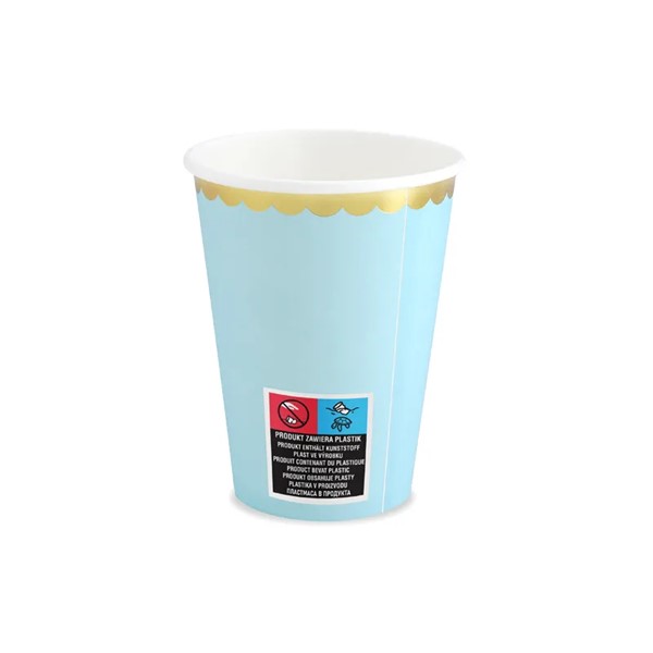 Svijetlo plava čaša, zlatni rub, 220 ml - Slika 2
