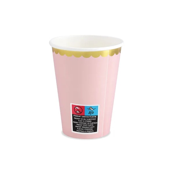 Svijetlo roza čaša, zlatni rub, 220 ml - Slika 2