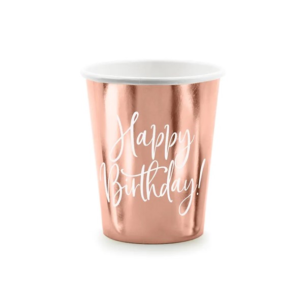 Party čaša rose gold, Happy Birthday, 260 ml