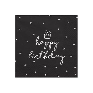 Party salvete Happy birthday, crne, 33*33 cm