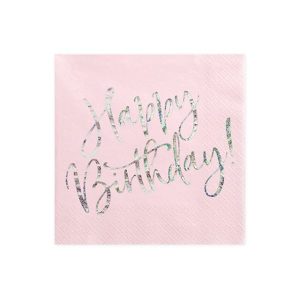 Party salvete Happy birthday, roza, 33*33 cm