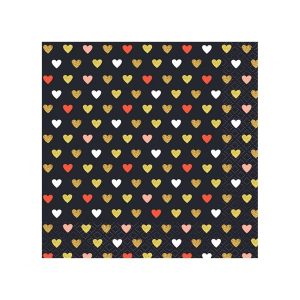 Party salvete XOXO crne, 33x33 cm