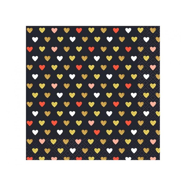 Party salvete XOXO crne, 33x33 cm