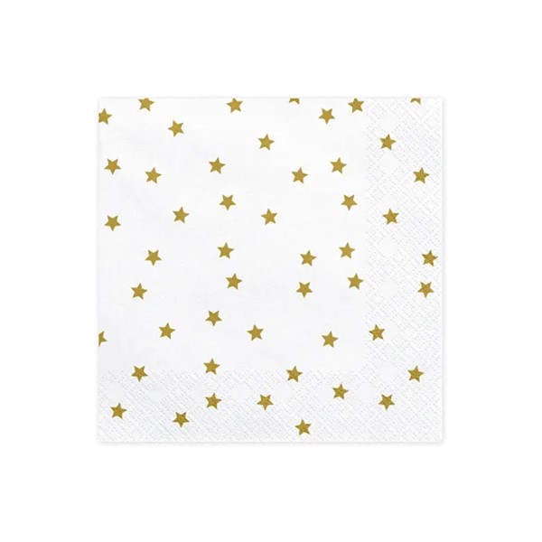 Party salvete bijele sa zlatnim zvjezdicama, 33*33 cm