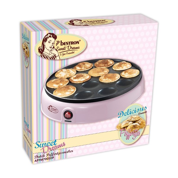 Pekač za mini palačinke/Poffertjes 800W, roza | Bestron - Slika 5