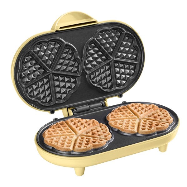 Dvostruki pekač za belgijske vafle u obliku srca 1000W, vanilla | Bestron - Slika 3