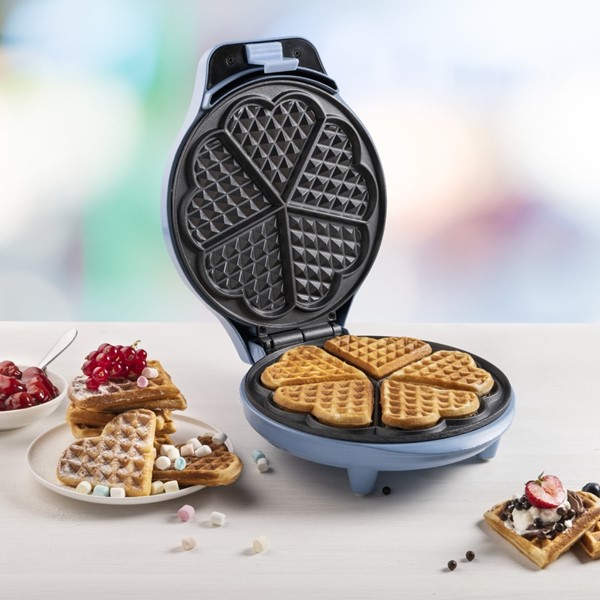 Pekač za belgijske vafle u obliku srca 700W, plavi | Bestron - Slika 3