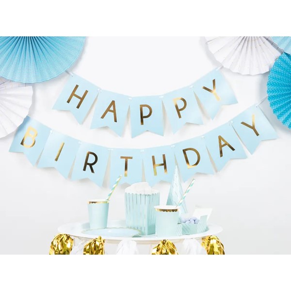 Girlanda HAPPY BIRTHDAY, plava, 175 cm - Slika 2