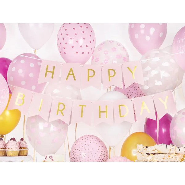 Girlanda HAPPY BIRTHDAY, roza, 175 cm - Slika 2