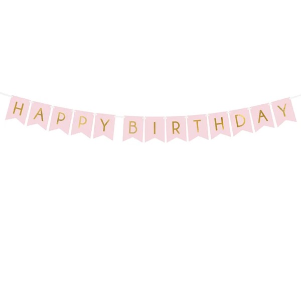 Girlanda HAPPY BIRTHDAY, roza, 175 cm